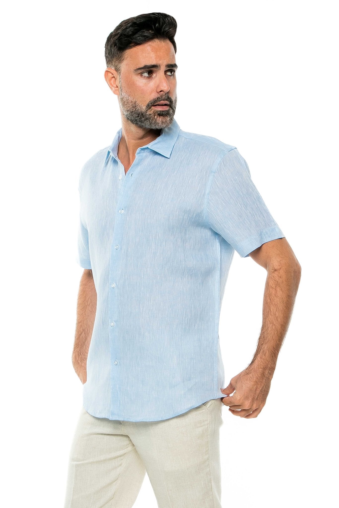 Casual Yarn Dyed Linen Shirt Short Sleeve Button Down - Mojito Collection - Beachwear, Mens Shirt, Mojito Linen Shirt, Resort Wear, Short Sleeve Linen Shirt, Short Sleeve Shirt