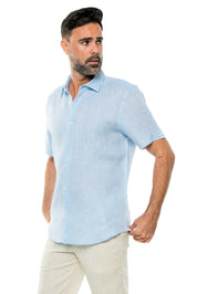 Casual Yarn Dyed Linen Shirt Short Sleeve Button Down - Mojito Collection - Beachwear, Mens Shirt, Mojito Linen Shirt, Resort Wear, Short Sleeve Linen Shirt, Short Sleeve Shirt