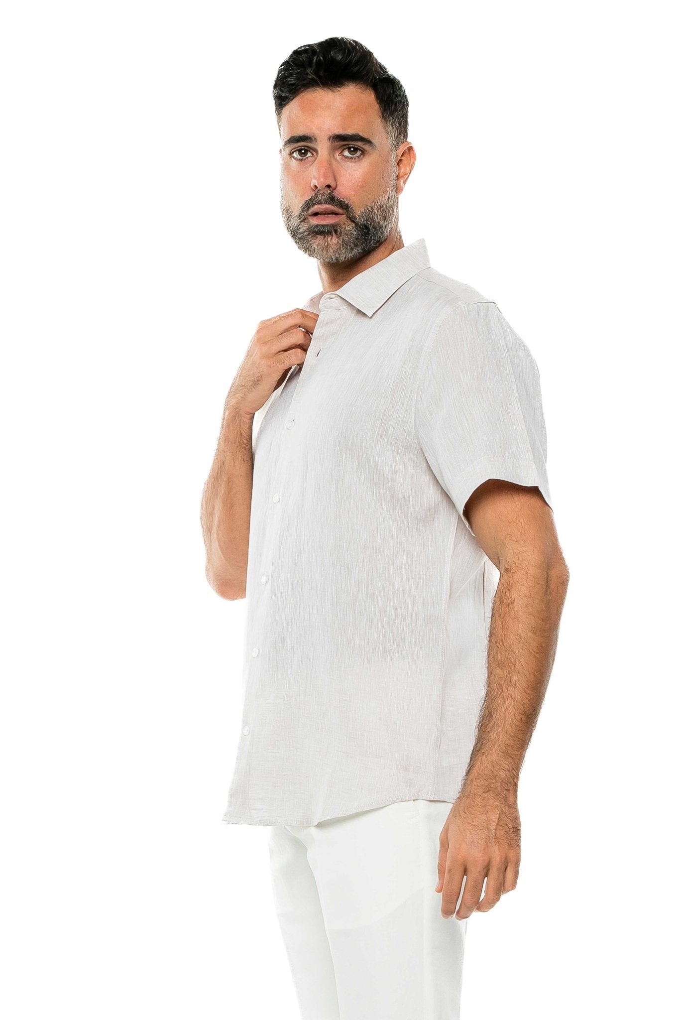 Casual Yarn Dyed Linen Shirt Short Sleeve Button Down - Mojito Collection - Beachwear, Mens Shirt, Mojito Linen Shirt, Resort Wear, Short Sleeve Linen Shirt, Short Sleeve Shirt