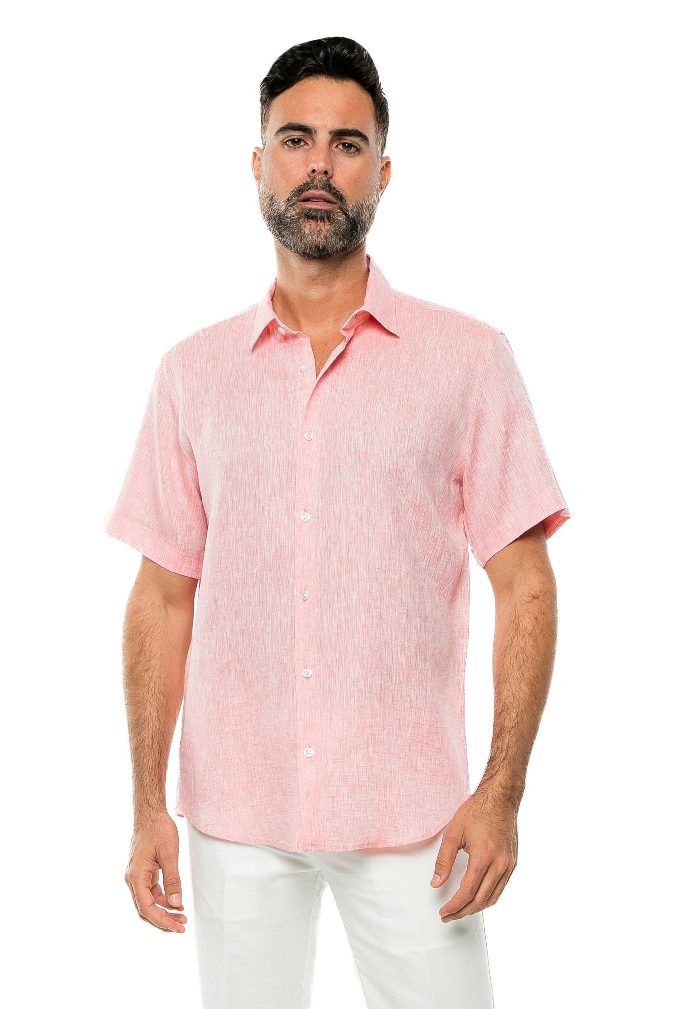 Casual Yarn Dyed Linen Shirt Short Sleeve Button Down - Mojito Collection - Beachwear, Mens Shirt, Mojito Linen Shirt, Resort Wear, Short Sleeve Linen Shirt, Short Sleeve Shirt