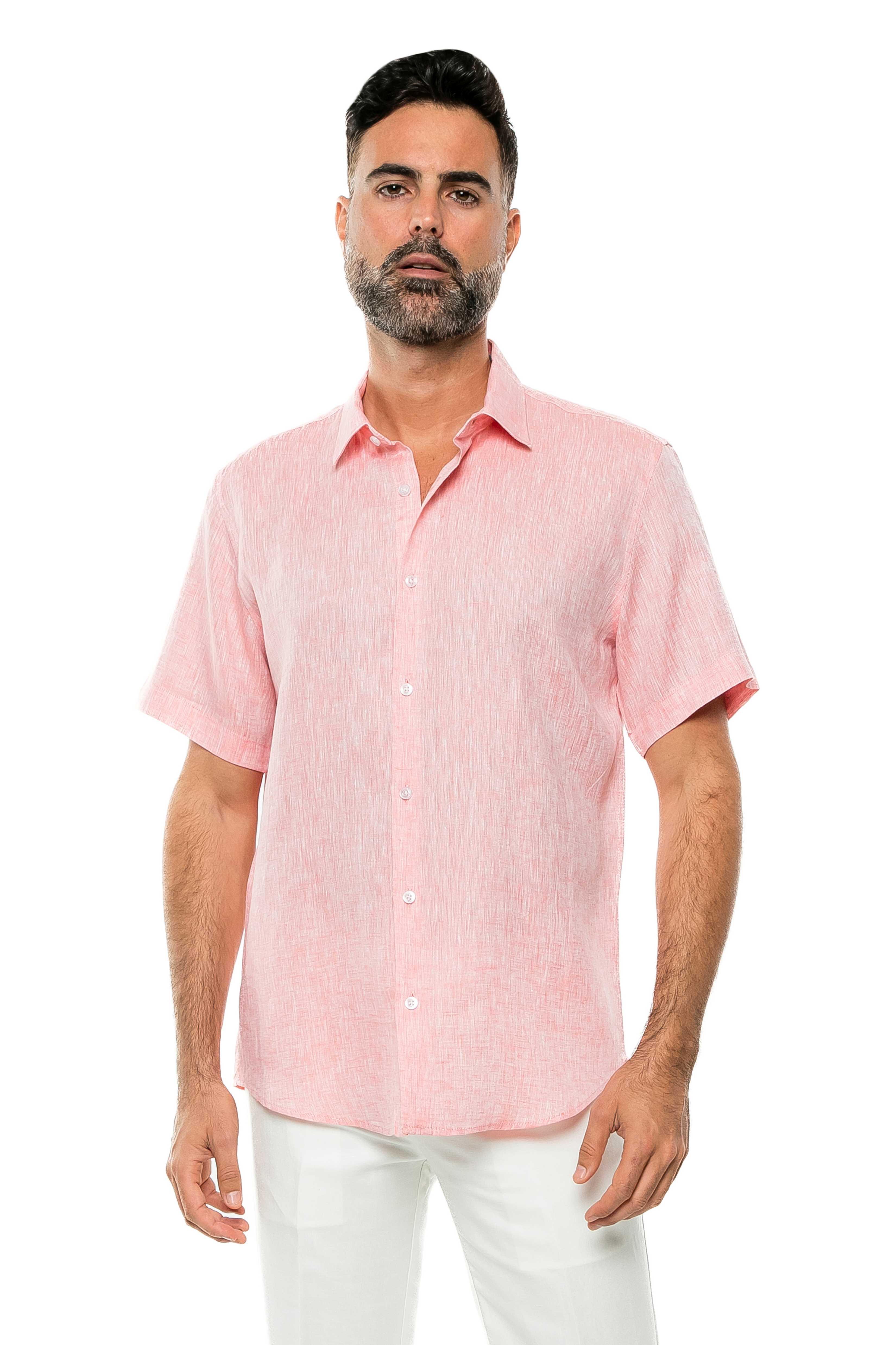 Casual Yarn Dyed Linen Shirt Short Sleeve Button Down - Mojito Collection - Beachwear, Mens Shirt, Mojito Linen Shirt, Resort Wear, Short Sleeve Linen Shirt, Short Sleeve Shirt