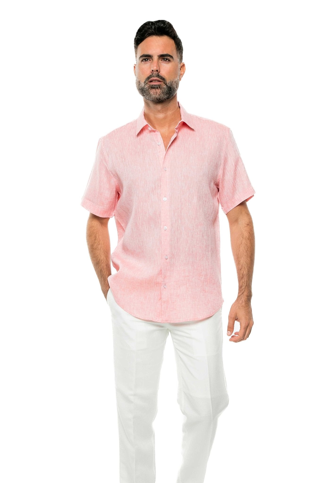 Casual Yarn Dyed Linen Shirt Short Sleeve Button Down - Mojito Collection - Beachwear, Mens Shirt, Mojito Linen Shirt, Resort Wear, Short Sleeve Linen Shirt, Short Sleeve Shirt