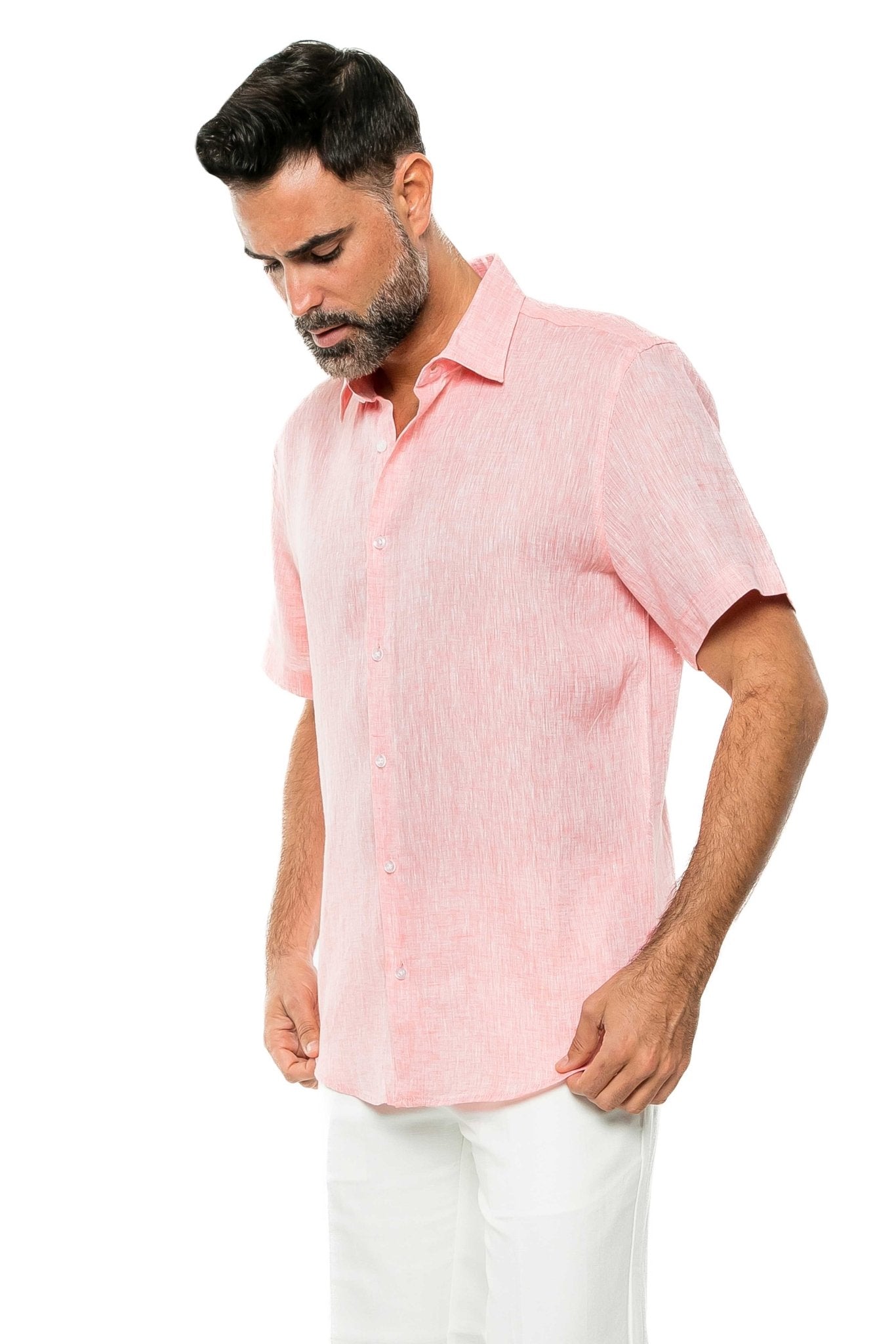 Casual Yarn Dyed Linen Shirt Short Sleeve Button Down - Mojito Collection - Beachwear, Mens Shirt, Mojito Linen Shirt, Resort Wear, Short Sleeve Linen Shirt, Short Sleeve Shirt