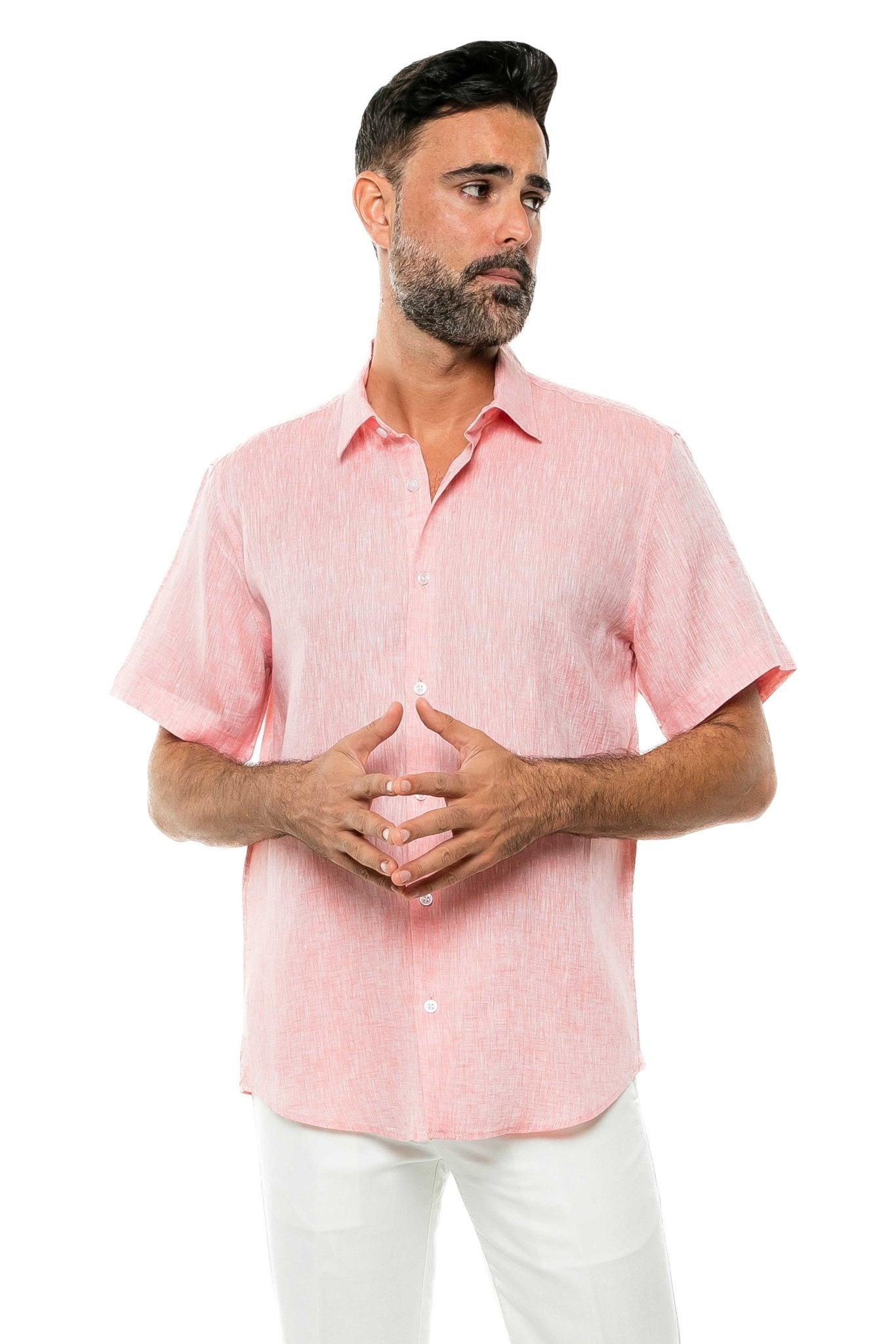 Casual Yarn Dyed Linen Shirt Short Sleeve Button Down - Mojito Collection - Beachwear, Mens Shirt, Mojito Linen Shirt, Resort Wear, Short Sleeve Linen Shirt, Short Sleeve Shirt