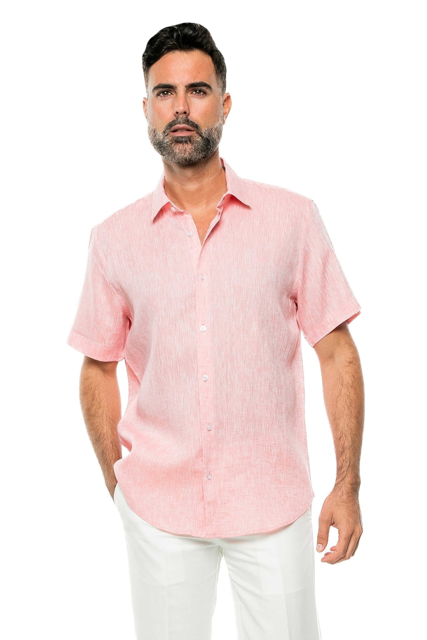 Casual Yarn Dyed Linen Shirt Short Sleeve Button Down - Mojito Collection - Beachwear, Mens Shirt, Mojito Linen Shirt, Resort Wear, Short Sleeve Linen Shirt, Short Sleeve Shirt