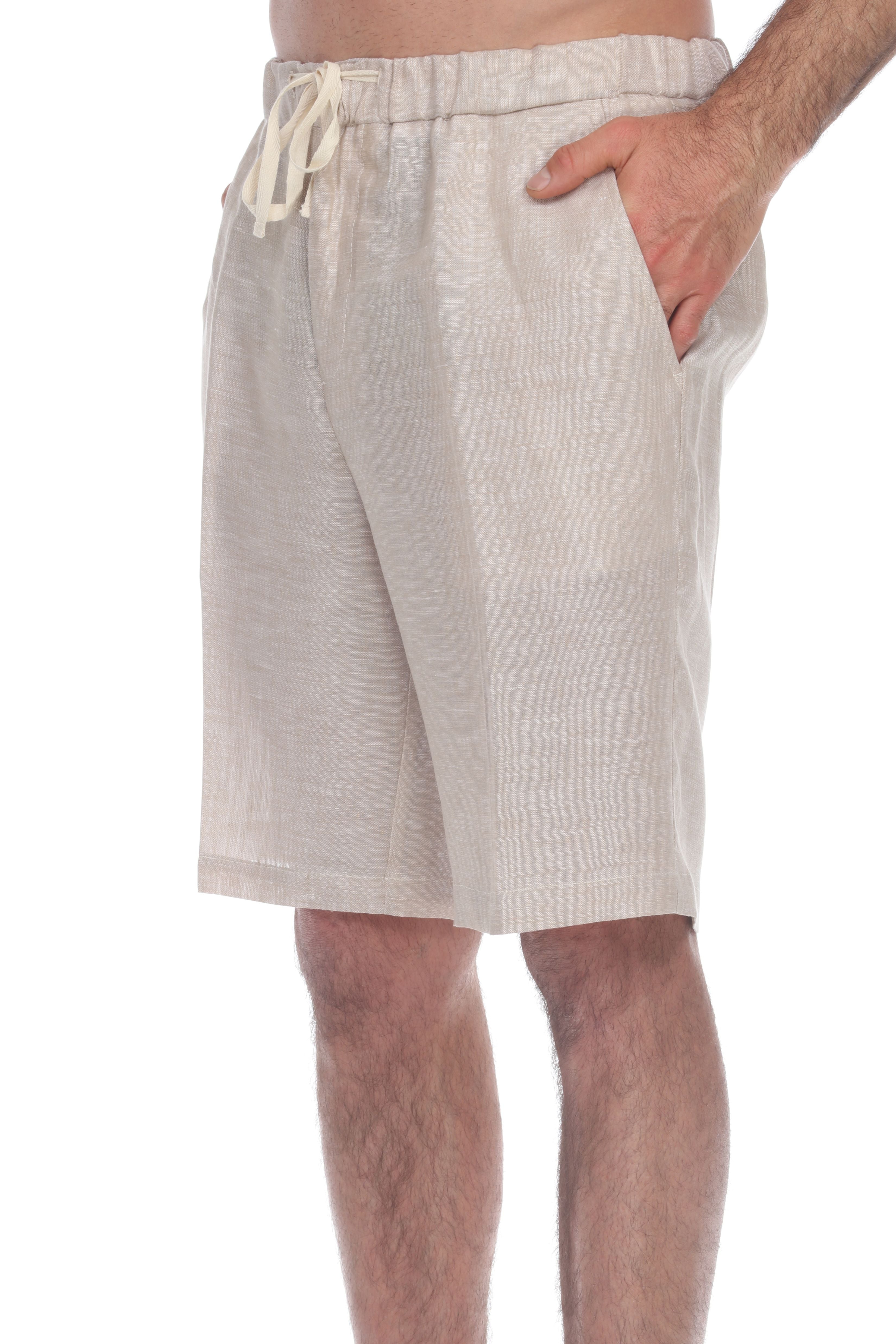 Men's Drawstring Resort Casual 100% Linen Dress Shorts