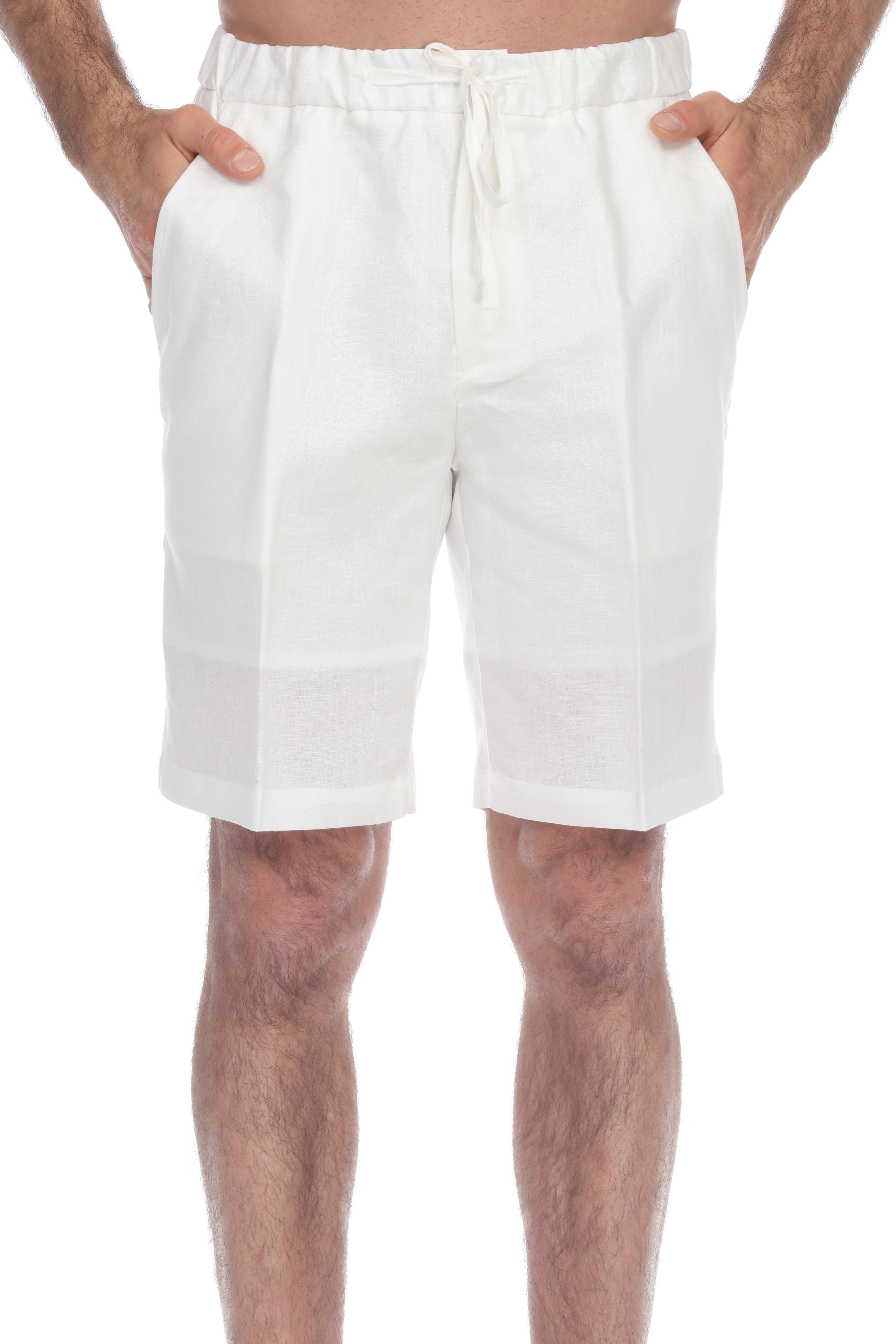 Men's Drawstring Resort Casual 100% Linen Dress Shorts 