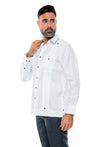 Mojito Men's 100% Linen Guayabera Shirt Long Sleeve Print Trim Accent - Mojito Collection - Guayabera, Long Sleeve Shirt, Mens Shirt, Mojito Guayabera Shirt