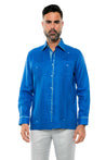 Mojito Men's 100% Linen Guayabera Shirt Long Sleeve Print Trim Accent - Mojito Collection - Guayabera, Long Sleeve Shirt, Mens Shirt, Mojito Guayabera Shirt