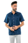 Mojito Men's Guayabera Shirt Short Sleeve 100% Linen with Stylish Print Trim Accent - Mojito Collection - Guayabera, Long Sleeve Shirt, Mens Shirt, Mojito Guayabera Shirt