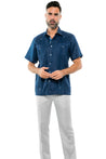 Mojito Men's Guayabera Shirt Short Sleeve 100% Linen with Stylish Print Trim Accent - Mojito Collection - Guayabera, Long Sleeve Shirt, Mens Shirt, Mojito Guayabera Shirt