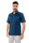 Mojito Men's Guayabera Shirt Short Sleeve 100% Linen with Stylish Print Trim Accent - Mojito Collection - Guayabera, Long Sleeve Shirt, Mens Shirt, Mojito Guayabera Shirt