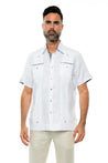 Mojito Men's Guayabera Shirt Short Sleeve 100% Linen with Stylish Print Trim Accent - Mojito Collection - Guayabera, Long Sleeve Shirt, Mens Shirt, Mojito Guayabera Shirt