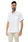 Mojito Men's Guayabera Shirt Short Sleeve 100% Linen with Stylish Print Trim Accent - Mojito Collection - Guayabera, Long Sleeve Shirt, Mens Shirt, Mojito Guayabera Shirt