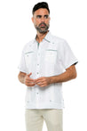Mojito Men's Guayabera Shirt Short Sleeve 100% Linen with Stylish Print Trim Accent - Mojito Collection - Guayabera, Long Sleeve Shirt, Mens Shirt, Mojito Guayabera Shirt