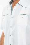 Mojito Men's Guayabera Shirt Short Sleeve 100% Linen with Stylish Print Trim Accent - Mojito Collection - Guayabera, Long Sleeve Shirt, Mens Shirt, Mojito Guayabera Shirt