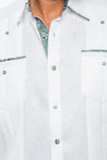 Mojito Men's Guayabera Shirt Short Sleeve 100% Linen with Stylish Print Trim Accent - Mojito Collection - Guayabera, Long Sleeve Shirt, Mens Shirt, Mojito Guayabera Shirt