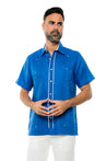 Mojito Men's Guayabera Shirt Short Sleeve 100% Linen with Stylish Print Trim Accent - Mojito Collection - Guayabera, Long Sleeve Shirt, Mens Shirt, Mojito Guayabera Shirt