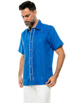 Mojito Men's Guayabera Shirt Short Sleeve 100% Linen with Stylish Print Trim Accent - Mojito Collection - Guayabera, Long Sleeve Shirt, Mens Shirt, Mojito Guayabera Shirt