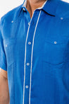 Mojito Men's Guayabera Shirt Short Sleeve 100% Linen with Stylish Print Trim Accent - Mojito Collection - Guayabera, Long Sleeve Shirt, Mens Shirt, Mojito Guayabera Shirt