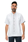 Mojito Men's Guayabera Shirt Short Sleeve 100% Linen with Stylish Print Trim Accent - Mojito Collection - Guayabera, Long Sleeve Shirt, Mens Shirt, Mojito Guayabera Shirt