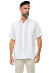 Guayabera de Lino 100% Teñido en Hilo de Manga Corta con Dos Bolsillos