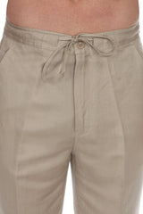 Pantalones casuales de lino con cordón para hombre