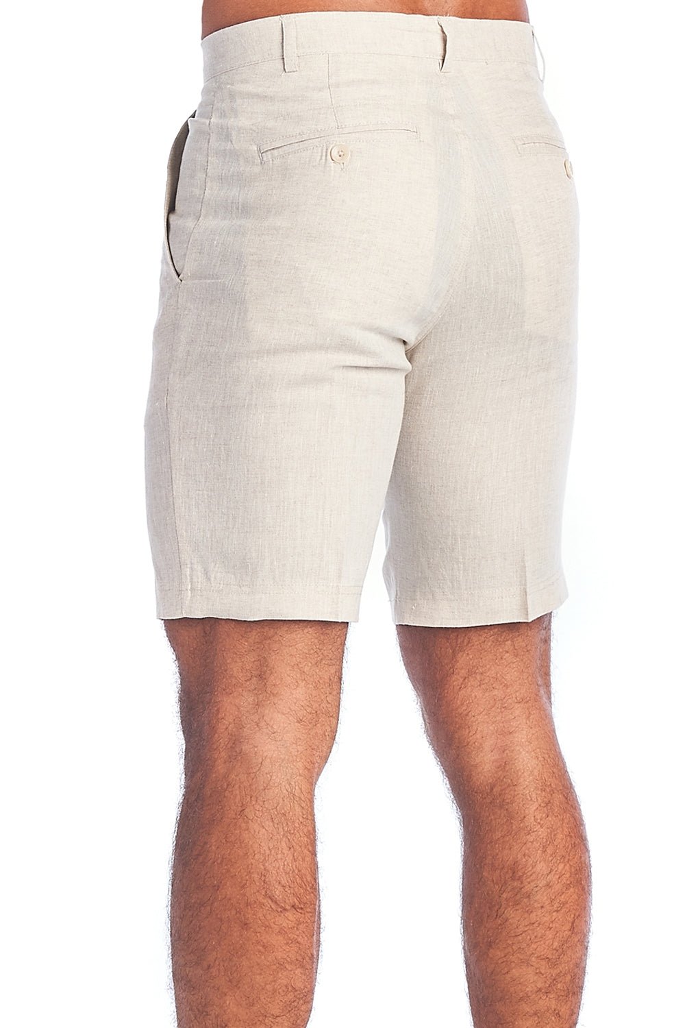 Men's 100% Linen Flat Front Casual Dress Shorts L / NATURAL Men's 100% Linen Flat Front Casual Dress Shorts L / NATURAL