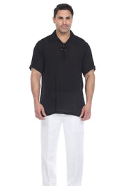 Men's Casual Lace Up Short Sleeve Beach Shirt - Mojito Collection - Mens Shirt, Mojito Beachwear Shirt, Mojito Shirt, Resortwear Shirt