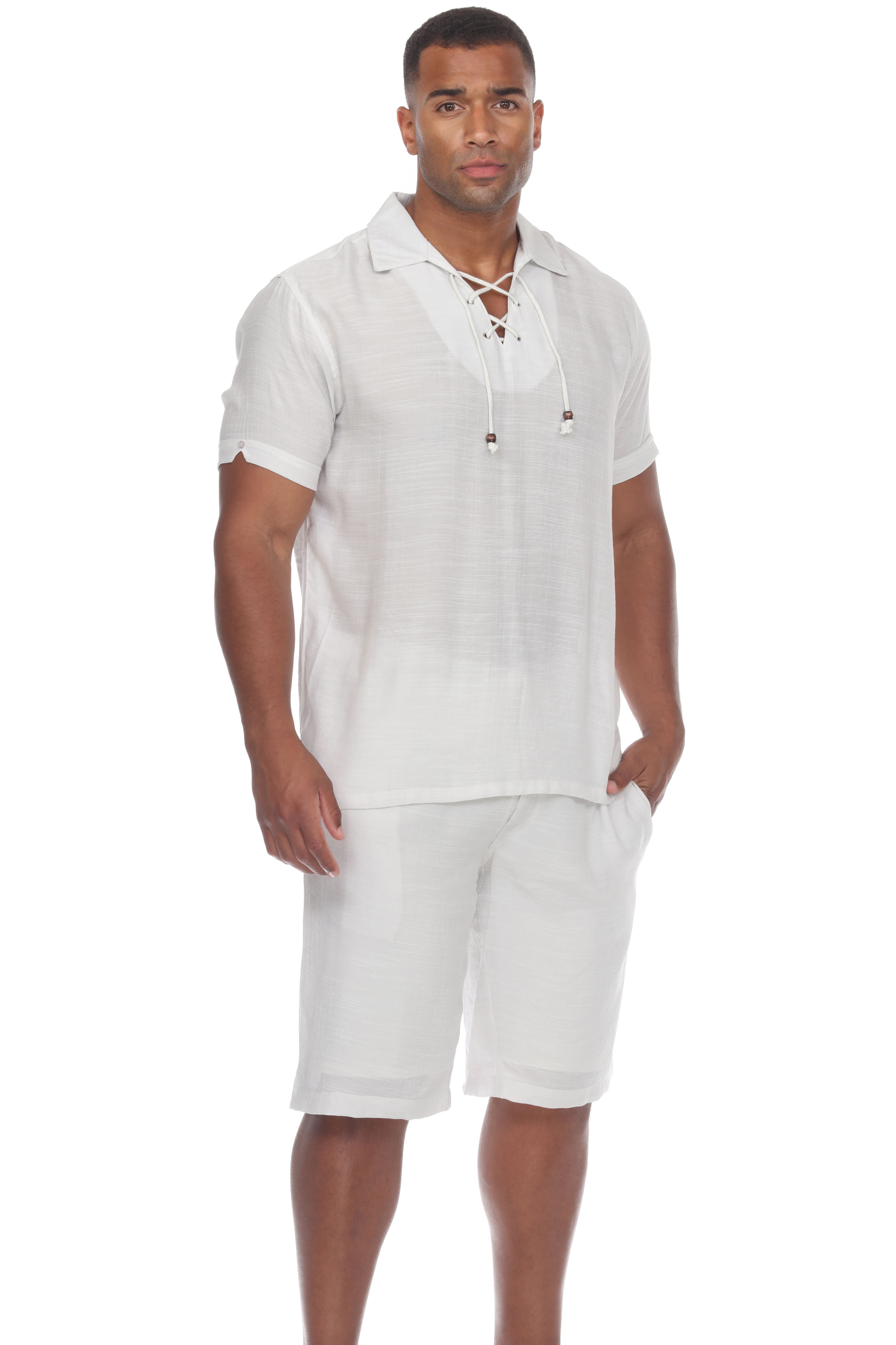 Men's Casual Lace Up Short Sleeve Beach Shirt - Mojito Collection - Mens Shirt, Mojito Beachwear Shirt, Mojito Shirt, Resortwear Shirt