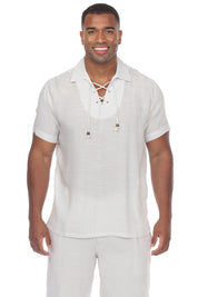 Men's Casual Lace Up Short Sleeve Beach Shirt - Mojito Collection - Mens Shirt, Mojito Beachwear Shirt, Mojito Shirt, Resortwear Shirt