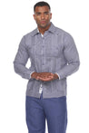 Mojito Collection Pinstripe 100% Linen Guayabera Shirt Long Sleeve - Mojito Collection - Guayabera, Long Sleeve Shirt, Mens Shirt, Mojito Guayabera Shirt