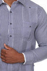 Mojito Collection Pinstripe 100% Linen Guayabera Shirt Long Sleeve - Mojito Collection - Guayabera, Long Sleeve Shirt, Mens Shirt, Mojito Guayabera Shirt