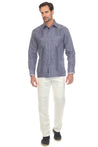 Mojito Collection Pinstripe 100% Linen Guayabera Shirt Long Sleeve - Mojito Collection - Guayabera, Long Sleeve Shirt, Mens Shirt, Mojito Guayabera Shirt
