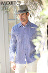 Mojito Collection Pinstripe 100% Linen Guayabera Shirt Long Sleeve - Mojito Collection - Guayabera, Long Sleeve Shirt, Mens Shirt, Mojito Guayabera Shirt