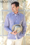 Mojito Collection Pinstripe 100% Linen Guayabera Shirt Long Sleeve - Mojito Collection - Guayabera, Long Sleeve Shirt, Mens Shirt, Mojito Guayabera Shirt