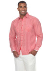 Mojito Collection Pinstripe 100% Linen Guayabera Shirt Long Sleeve - Mojito Collection - Guayabera, Long Sleeve Shirt, Mens Shirt, Mojito Guayabera Shirt