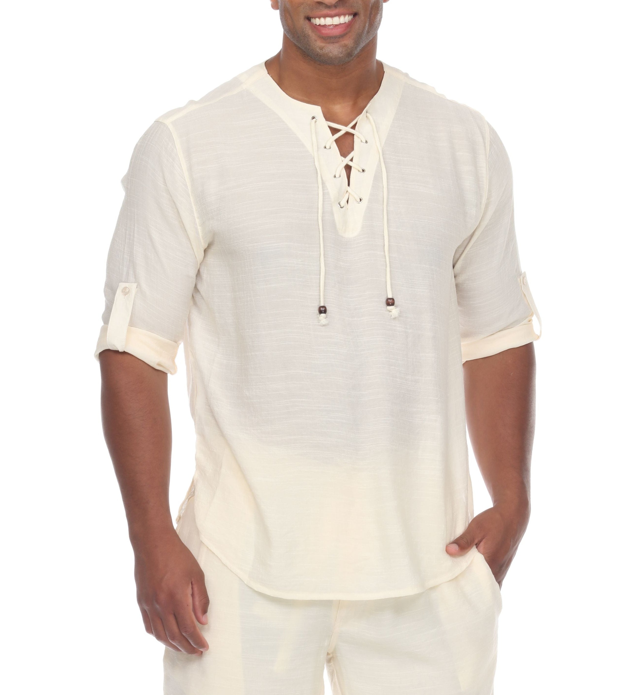 Men's Laced Up Beachwear Long Sleeve Shirt - Mojito Collection - Beachwear Shirt, Long Sleeve Shirt, Mens Shirt, Resortwear