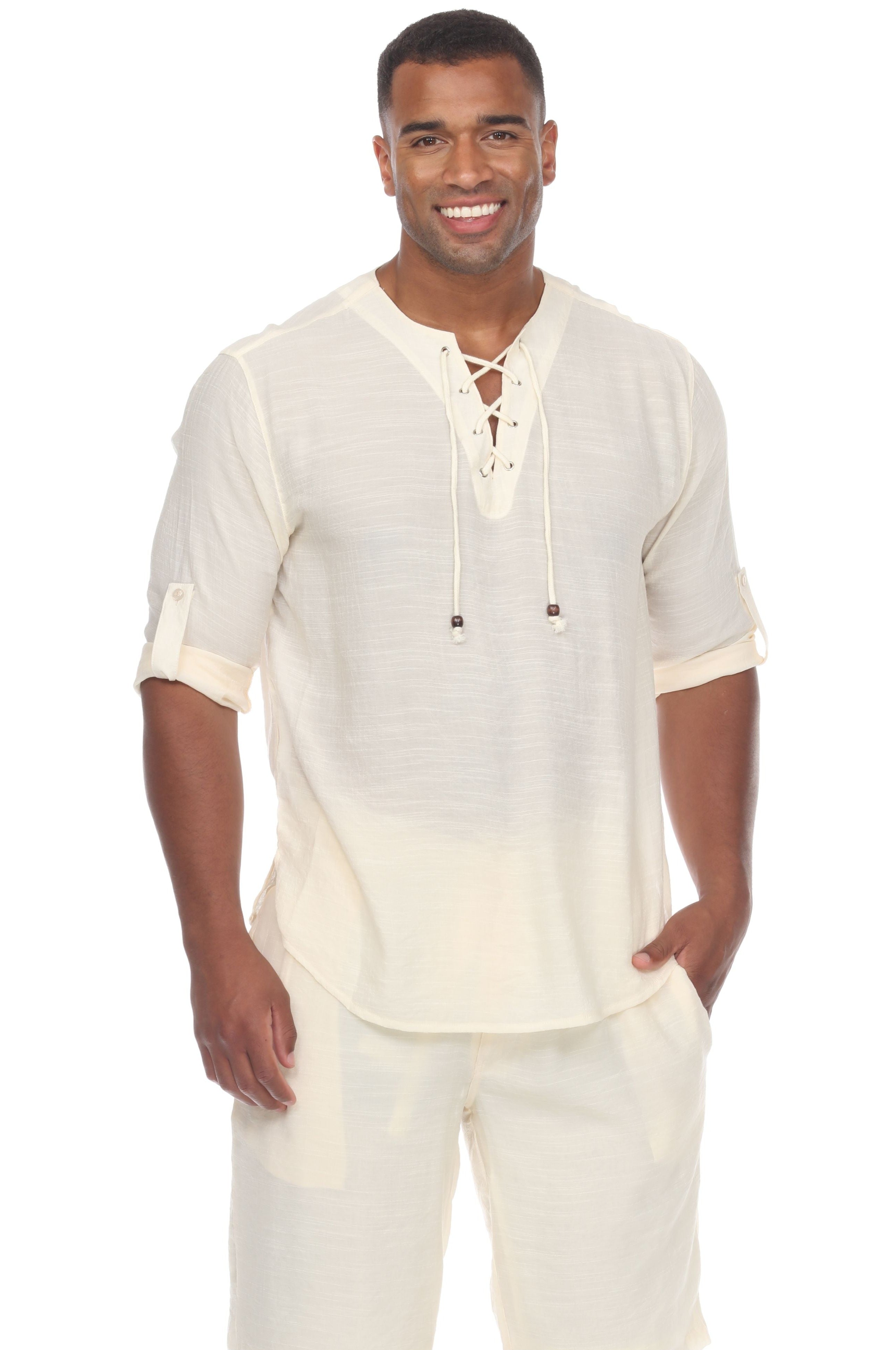 Men's Laced Up Beachwear Long Sleeve Shirt - Mojito Collection - Beachwear Shirt, Long Sleeve Shirt, Mens Shirt, Resortwear