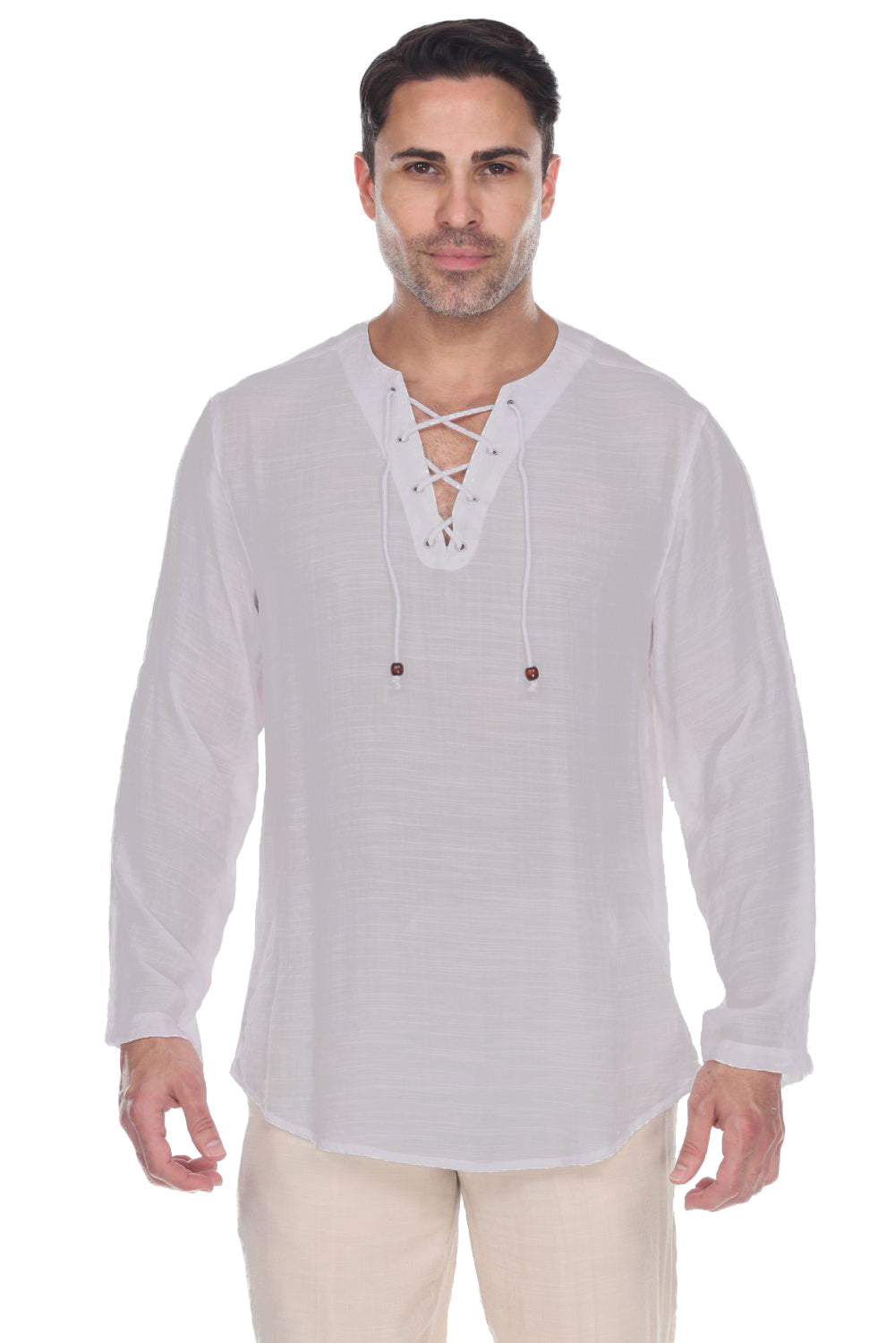 Men's Laced Up Beachwear Long Sleeve Shirt - Mojito Collection - Beachwear Shirt, Long Sleeve Shirt, Mens Shirt, Resortwear