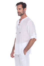 Men's Laced Up Beachwear Long Sleeve Shirt - Mojito Collection - Beachwear Shirt, Long Sleeve Shirt, Mens Shirt, Resortwear