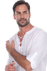 Men's Laced Up Beachwear Long Sleeve Shirt - Mojito Collection - Beachwear Shirt, Long Sleeve Shirt, Mens Shirt, Resortwear