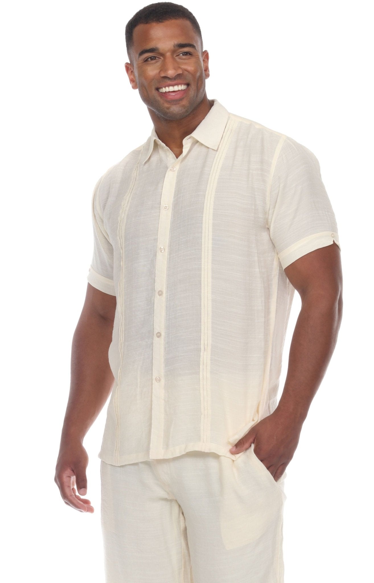 Men's Pintuck Pleat Beach Button Down Shirt – Mojito Collection