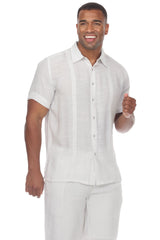 Camisa de manga corta con botones y pliegues fruncidos para playa