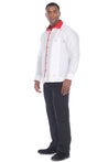 Mojito Men's Guayabera Shirt Long Sleeve 100% Linen with Stylish Print Trim Accent - Mojito Collection - Guayabera, Long Sleeve Shirt, Mens Shirt, Mojito Guayabera Shirt