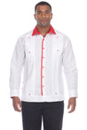 Mojito Men's Guayabera Shirt Long Sleeve 100% Linen with Stylish Print Trim Accent - Mojito Collection - Guayabera, Long Sleeve Shirt, Mens Shirt, Mojito Guayabera Shirt