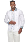 Mojito Men's Guayabera Shirt Long Sleeve 100% Linen with Stylish Paisley Print Trim - Mojito Collection - Guayabera, Long Sleeve Shirt, Mens Shirt, Mojito Guayabera Shirt