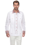 Mojito Men's Guayabera Shirt Long Sleeve 100% Linen with Stylish Paisley Print Trim - Mojito Collection - Guayabera, Long Sleeve Shirt, Mens Shirt, Mojito Guayabera Shirt