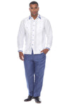 Mojito Men's Guayabera Shirt Long Sleeve 100% Linen with Stylish Stripe Trim - Mojito Collection - Guayabera, Long Sleeve Shirt, Mens Shirt, Mojito Guayabera Shirt