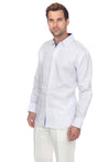 Men's Causal Checker Print Shirt 100% Linen Long Sleeve - Mojito Collection - Guayabera, Long Sleeve Shirt, Mens Shirt, Mojito Guayabera Shirt